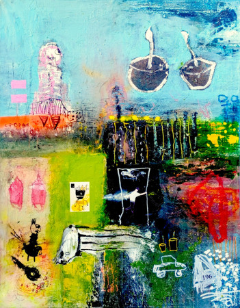 „Und es ist ein einzigartiger Weg“ 160 x 120 cm|Acryl, Lack, Papier, Filzstift auf Leinwand | 2026